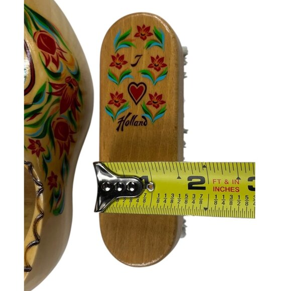 VTG Holland Wall Mountable Hand-Painted Wooden Clog & Shoe Brush 6.5" Length - Picture 16 of 16